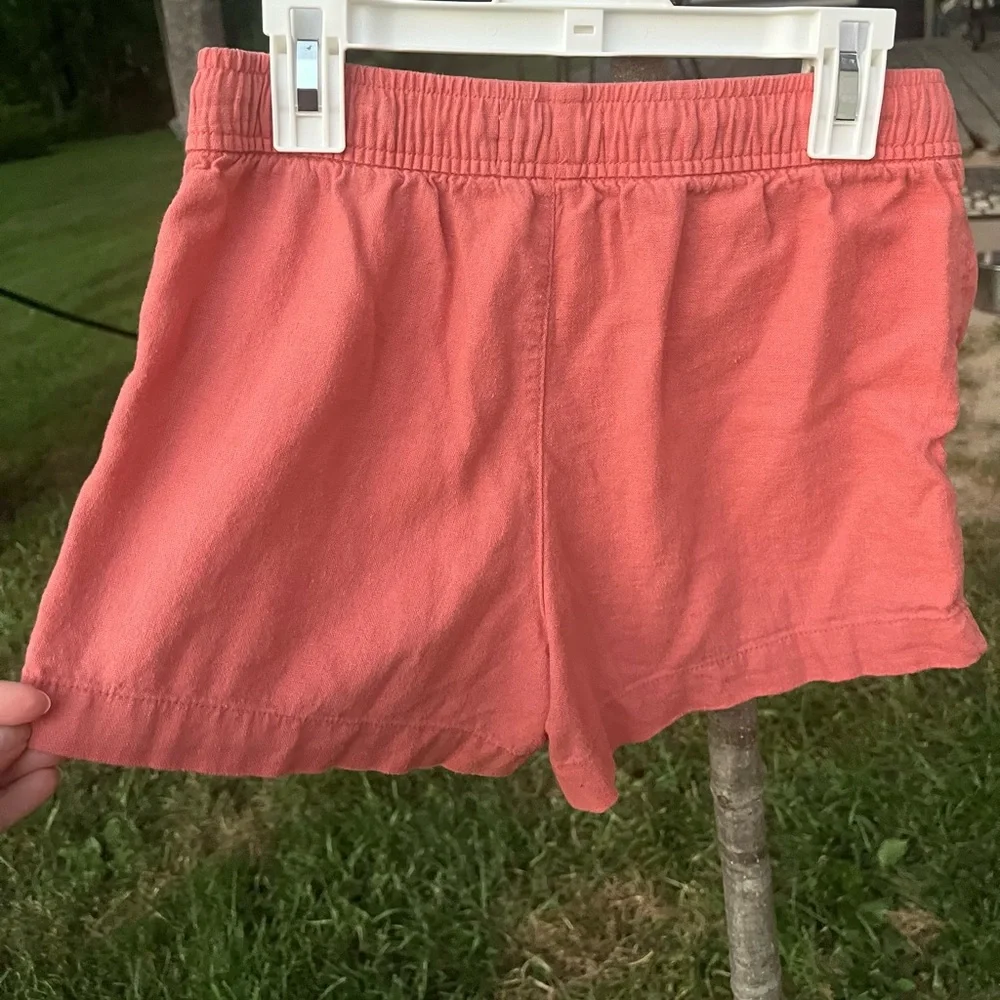 Old Navy Shorts Coral-Pink Cotton Front Pockets Pull-on Drawstring Girls 8